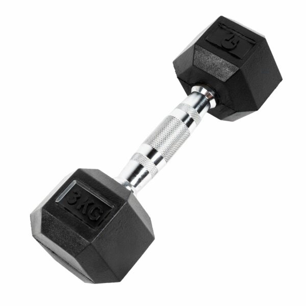 Sechseckige Hantel 'Hex Dumbbell' aus Gummi